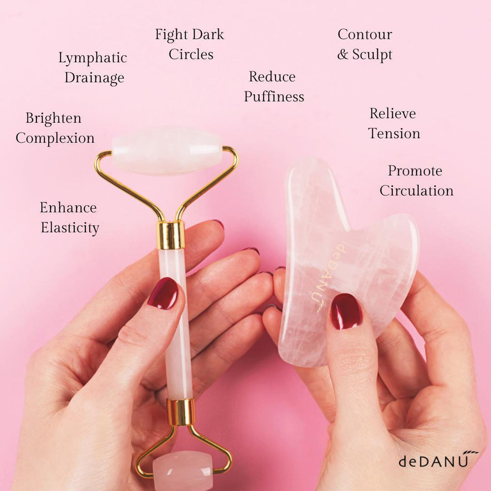 
                  
                    Rose Quartz Facial Roller and Gua Sha Set
                  
                