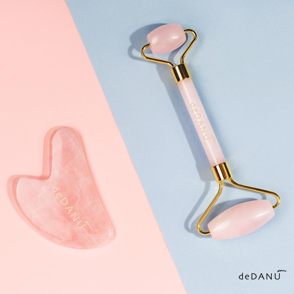 Rose Quartz Facial Roller and Gua Sha Set